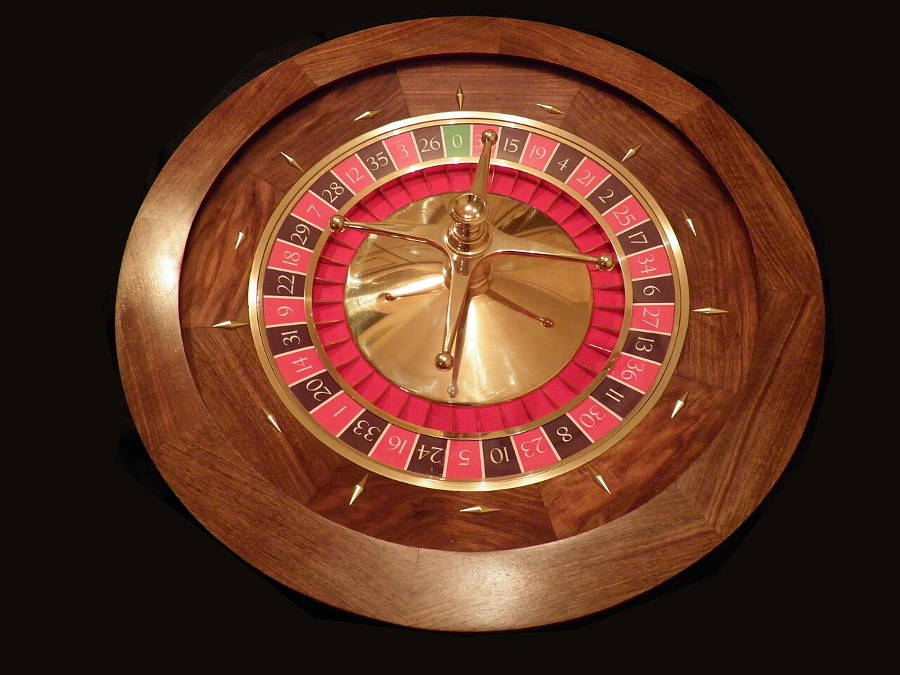 Roulette wheel spinning with the ball in the track